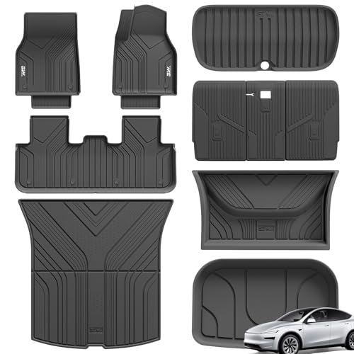 3W 10 Pcs Floor Mats Custom Fit for Tesla Model Y Juniper Premium Performance 2025 2026 New (Not for Standard), Thorex™ All Weather Dog Friendly Full Coverage Car liners & Boot Liner & Seat