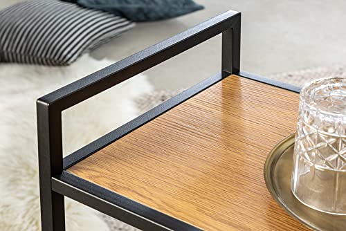 Riess Ambiente Industrial Servierwagen Slim LINE 60cm Wildeiche schwarz Zwei Ablagen Küchenwagen mit Rollen Barwagen Rollwagen