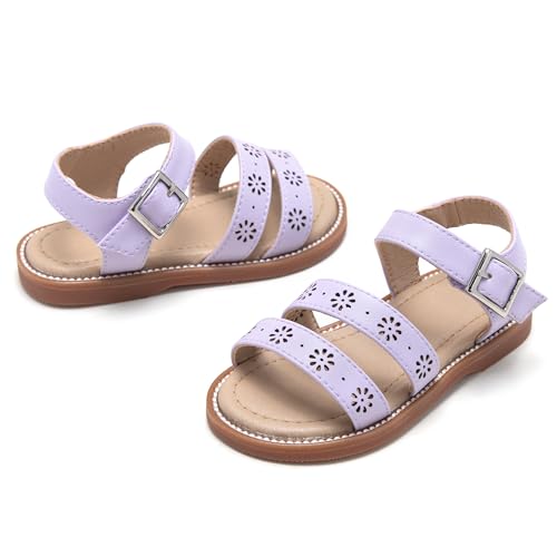 Image of Kolan Toddler Girl Sandals Open Toe Flat Princess Dress Shoes Little Kids