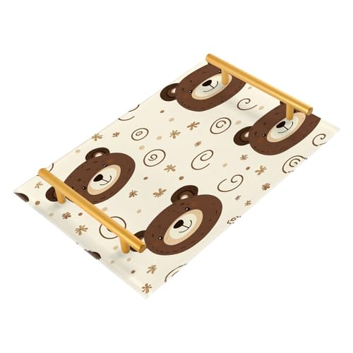 BOESI Doodle Cute Bear Tray, Tray with Handles, Countertop Organizer, Decorative