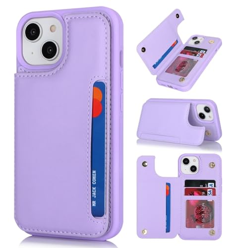 iCoverCase for iPhone 14 Plus Phone Case with Card Holder, iPhone 14 Plus Wallet Case for Women Men [RFID Blocking] PU Leather Protective Case for iPhone 14 Plus 6.7 Inch (Light Purple)