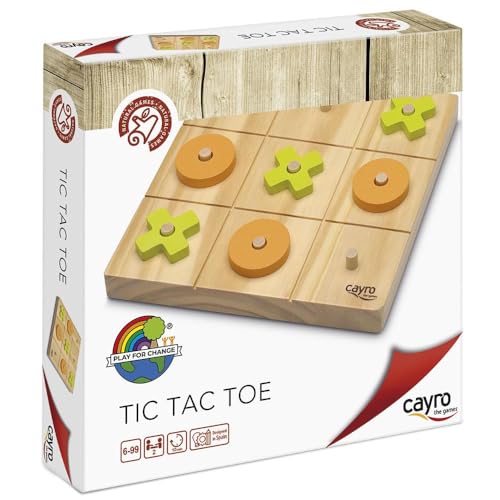 Cayro - Tic TAC Toe - + 6 Años - Modelo de Madera - Juego de Mesa para Niños y Adultos - 3 en Raya Decorativo - Fichas Verdes y Naranjas - 2 Jugadores