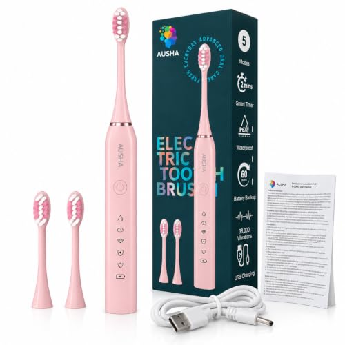 Image of AUSHA Pink Smart Sonic Electric Toothbrush for Adults