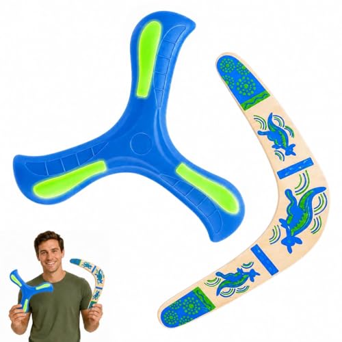 JazRvr 2 Stück Wurfspiel Set Boomerang Bumerang Mit Nachtleuchte Zurückkehrender Boomerang Outdoor Freizeitgerät Passend Für Garten Und Feld Freizeitaktivitäten