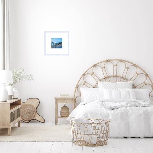 Image of JCJMY 8x8 Picture Frame With Mat, Display 4x4 With Mat or 8x8 Without, Wood Square Photo Frame for Wall Hanging or Tabletop, 1 Pack, White