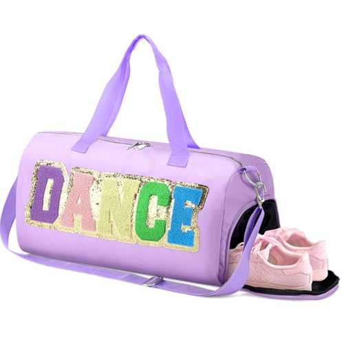 Yeyeplum 22L Large Dance Duffle Bag for Women Back to School Gym Bag,Purple