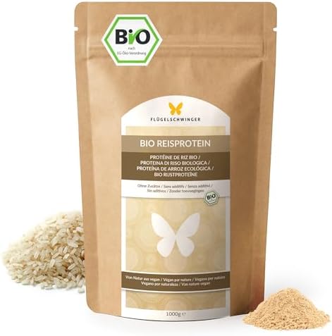 1 kg de protéine de riz BIO avec 84,4% de protéines, sans additif...
