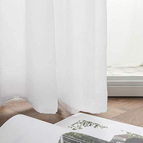 Miulee 2 Panels Solid Color White Sheer Curtains Elegant Grommet Window Voile Panels/Drapes/Treatment For Bedroom Living Room (54X108 Inch) #TOP5