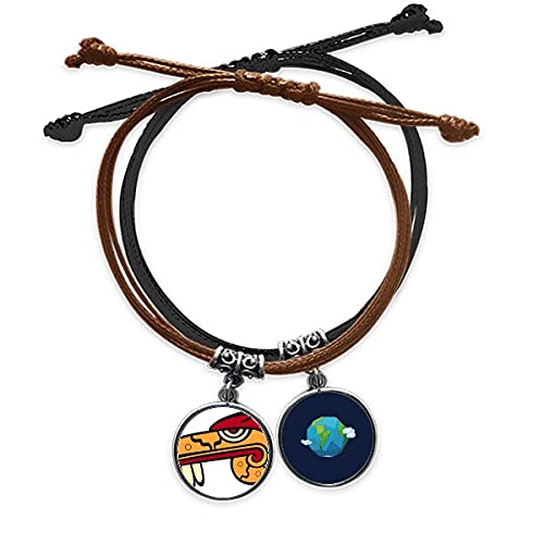 Pulsera de cuero con diseño abstracto de cabeza de animal indio tallada a mano