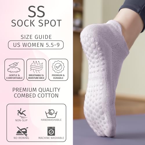 Image of 4 /6 Pairs Pilates Yoga Socks for Women | Non Slip Grip Socks | Athletic Barre Workout