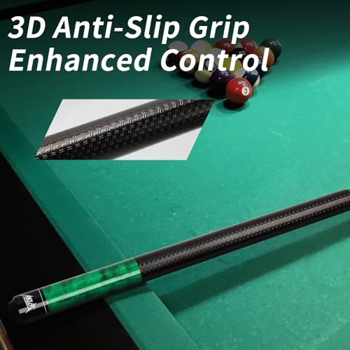 AKLOT Pool Cue Set of 4: 58'' Canadian Maple Billiard Cue Set (18 19 20 21oz) W/ 13mm Leather Tip, Wood Finish & 3D Anti-Slip Grip, Pro Billiard Pool Sticks for Adults (Green-18oz, 1 Piece) by AKLOT - Image 6