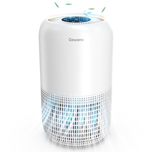 Air Purifiers for Home Large Room up to 1120sq.ft, Qewano H13 True HEPA Air Purifiers for Pets Hair, Dander, Smoke, Dust, Pollen, Odor, Sleep Mode, Timer, Night Light TR-8081 Air Cleaner, White