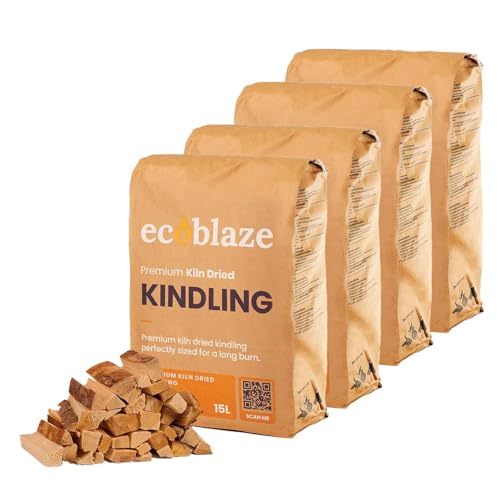 Ecoblaze 26kg Kiln Dried Hardwood Kindling Wood - Ideal for use with Natural Firelighters, Fire Logs, Briquettes, Kiln Dried Firewood Logs for Wood Burner, Fire Lighters and Smokeless Coal