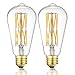 Leools Filament LED Edison Bulb 15W Dimmable 2700K Warm White 1300LM, 120W Incandescent Equivalent E26 Base, ST64 Vintage LED Filament Bulbs, 360 Degrees Beam Angle, Pack of 2