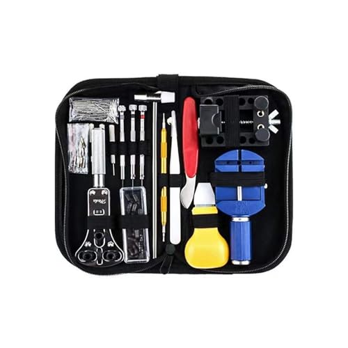 Kzouenzu Kit Reparación Relojes [147 Pcs], Herramientas De Relojería, Cambiar Pilas Relojes, para Cambiar Pilas, Abridor De Tapas, con Destornillador, Barra De Resorte