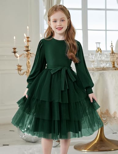 Arshiner Toddler Dress Little Girls Tutu Fall Winter Puff Long Sleeve Princess Party Tulle Dresses4