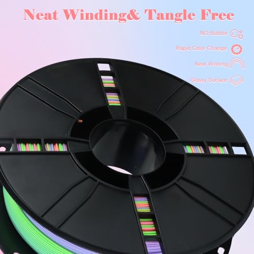 Image of LOVOON Rainbow Gradient 3D Printing PLA Filament 1.75mm Color Shift by Length Multicolor Changing Filament Matte Blue /Green /Pink /Purple /Orange, Fit Most 3D Printer&Pen,1KG(2.2lbs) /Spool