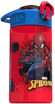 Zak Designs Marvel SpiderMan Kids Spout Cover and Built-in Carrying Loop Made of Plastic, Leak-Proof Water Bottle Design (16 oz, BPA-Free) - 5