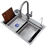 Silberne Küchenspüle 29,5' × 17,7' Küchenspüle, Edelstahl-Einzelbecken-Küchenspüle, Einbau-/Aufbau-Arbeitsplatzspüle, Bauernhaus-Arbeitsplatzspüle