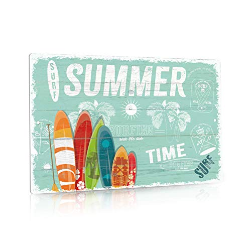 Putuo Decor Beach Sign, Retro Plaque Metal Decor for Bedroom, Study, Bathroom, Living room, 12x8 Inches Aluminum Wall Sign, Gift Ideas - Summer Time