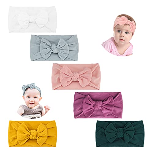 Makone Bébé Bandeaux(4-6pcs), Super Soft Stretchy Knot Bébé Turban, Multicolore Hairband pour Bébé Nouveau-né Filles, Bande de Cheveux Bébé Tout-Petit