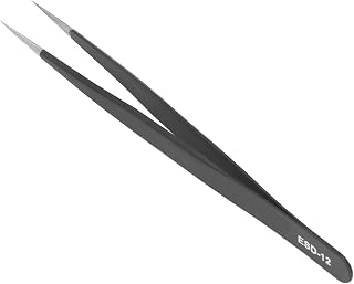 Raguso Pinça à prova de estática, pinça SMD de aço inoxidável endurecida para sobrancelhas