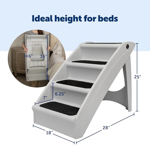 PetSafe CozyUp Folding Dog Stairs, Portable Indoor/Outdoor Pet Steps for Bed & Couch, Grey, 25 Inch by PetSafe - Image 3