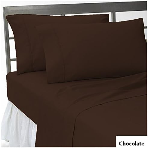 9 inch Deep Pocket 3 PCs Fitted Sheet Set 100% Egyptian Cotton 800 Thread Count Solid pattern Size King Color Chocolate