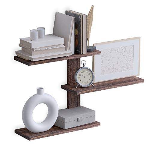 Rustic State Passi Wall Mount 3 Tier Adjustable Floating Shelves Solid Wood With Bracket - Picture Ledge Photo Frame Display For Living Room Office Kitchen Bedroom Bathroom Farmhouse Décor #TOP5