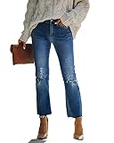 Lesore Womens Denim High Rise Stretch Boyfriend Washed Distressed Jeans Destroyed Denim Jeans Blue Size 29