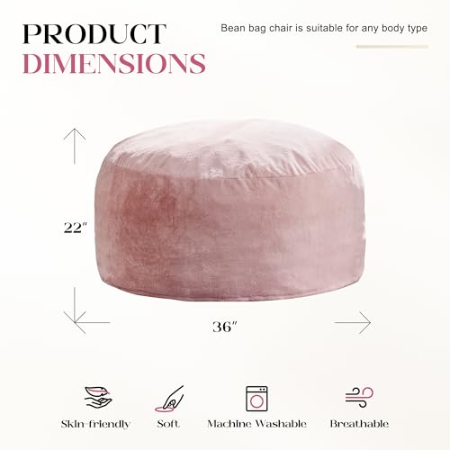 Image of Hobestluk Bean Bag Chair for Adult Giant Beanbag with Filler Pink 3FT