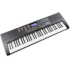 RockJam 61-Key Keyboard Kit de piano avec support de clavier, banc de piano, casque, autocollants de piano note et cours… – Image 2