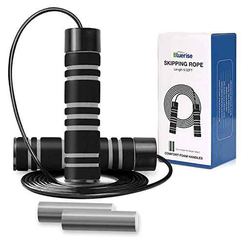 BLUERISE Jump Rope Tangle-free Ball Bearings Skipping Rope Weight Jump Rope 1lb Professional Exercise Jump Rope Adjustable Length Workout Jump Ropes For Women Men And Kids Comfortable Grips