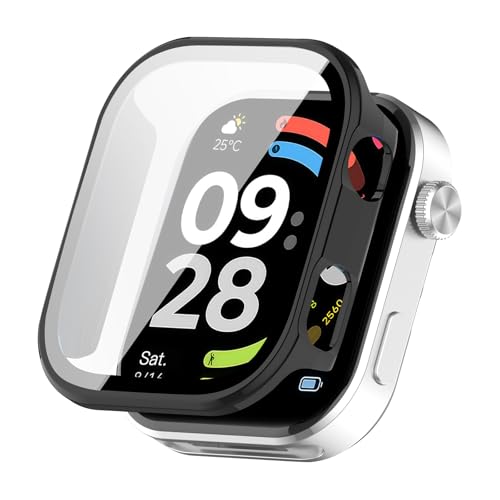 YealRed For Xiaomi ���b�h�~ Watch 6 �ی�P�[�X �y�� PC+�����K���X�J�o�[ 9H�d�x ���t���ȒP ��̌^ �S�ʕی� �L�Y�h�~ �ϏՌ� HD�����ߗ� �w��h�~ ���˒ጸ Xiaomi Redmi Watch 6 �ɑΉ� �i�u��