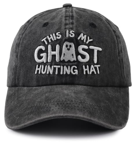 Tynqwegui Halloween Hat for Men Women Ghost Hunting Baseball Cap Halloween Party Supplies Decoration Spooky Christmas Birthday Gifts for Dad Mom Wife Husband Black