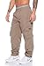 Produktbild Benk Herren Cargo Hose Cargo Pants Unifarbe Arbeitshose Cargohose Cargopants Dehnbund (15QDAT-14 Camel, M)