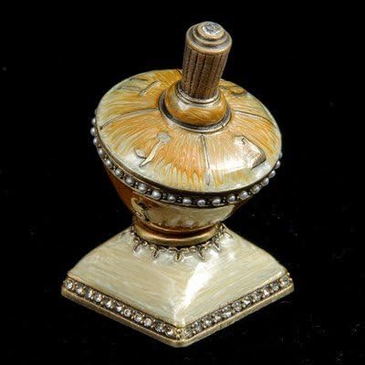 Hanukah Dreidel Enamel Decorative Almond and Black Design Accentuated with Jewels