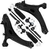 10-PC SET Suspension Kit fit 2009-2013 for Subaru Forester Front Lower Control Arm and Ball Joint Outer Inner Tie Rod End Steering Boot Sway Bar Link