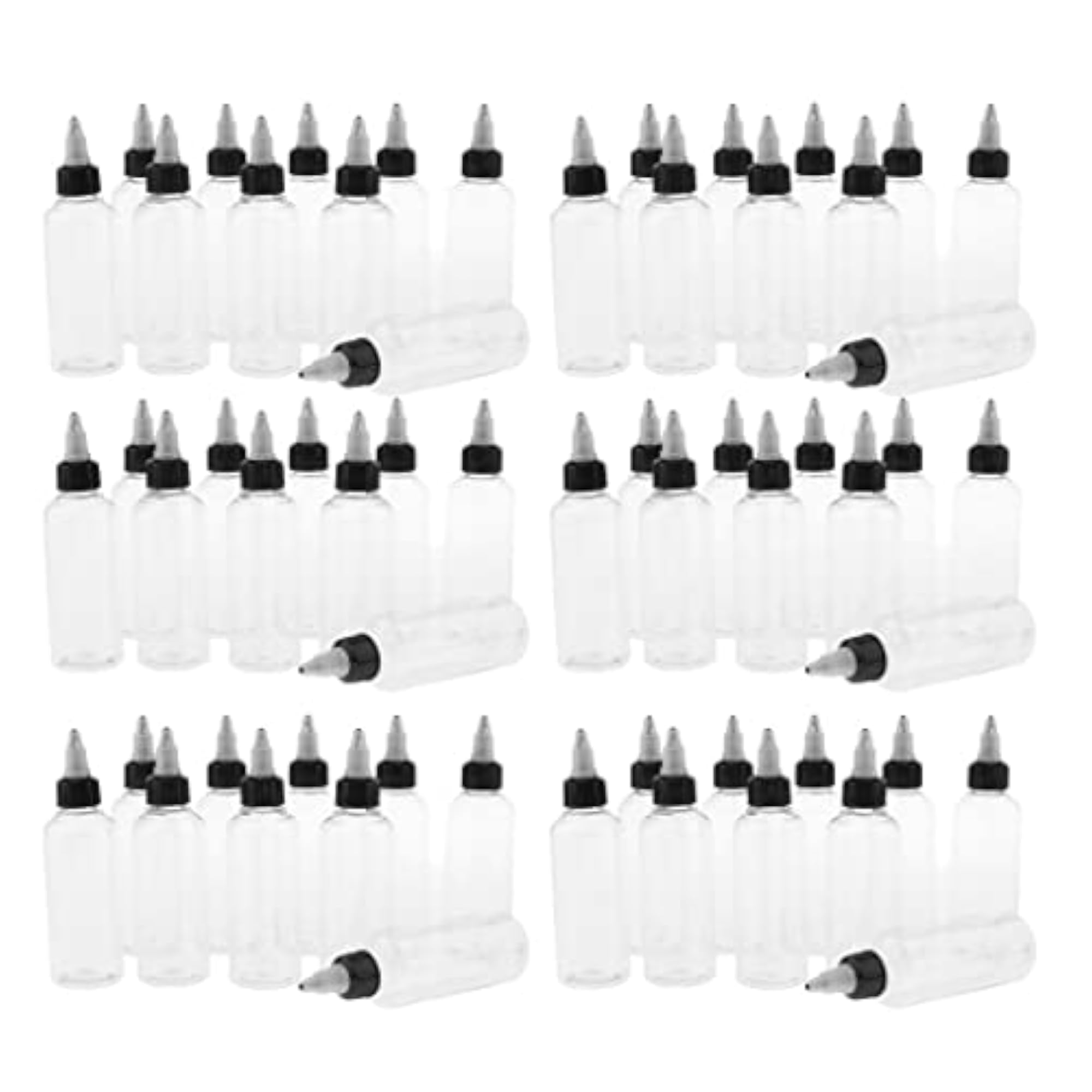 60pcs 100ml Empty poly Squeeze Bottle with Twist Top Cap Tip Applicator