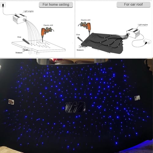 Image of AMKI 10W Twinkle 400pcs 0.03in 9.8ft Starlight Headliner Kit Strands Sound Activated Fiber Optic Star Ceiling Light for Car Home Roof Decor APP Remote Control Color Changing