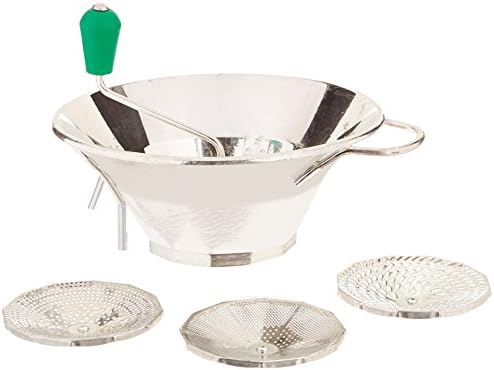 Paderno World Cuisine 5 quart tin food mill with three cutting plates