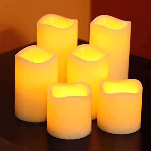 Lily's Home Battery Operated Flickering Flameless LED Votive Candles with Timer, Set of 6
