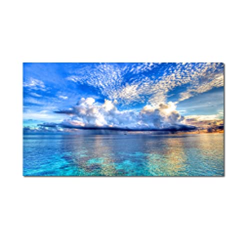 Nordic Sea Landscape Posters Blue Sky and White Clouds Prints on Canvas Painting para Office living Home Aesthetics Decor 55x99cm sin marco Cover
