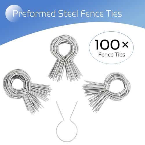 100 Pcs 11 Gauge Galvanized Steel Fence Ties fit for 1 5/8\" Fence Posts, T-Post Metal Fence Wire, Convenient Fast Chain Link Fence Wire Ties