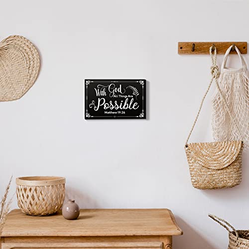 Yulejo with God All Things are Possible Sign Decoration Christian Black Wooden Bible Verse Wall Desk Decoration Inspirational Plaque for Mother Day Father Day Rustic Home Office - Thumbnail 5