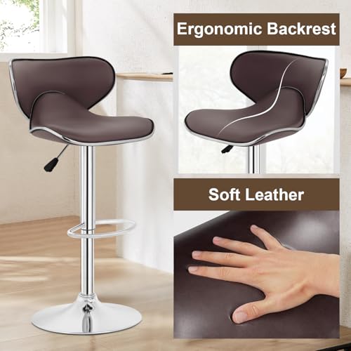 Tabourets de bar réglables lot de 2 chaises pivotantes en cuir PU avec dossier pour comptoir