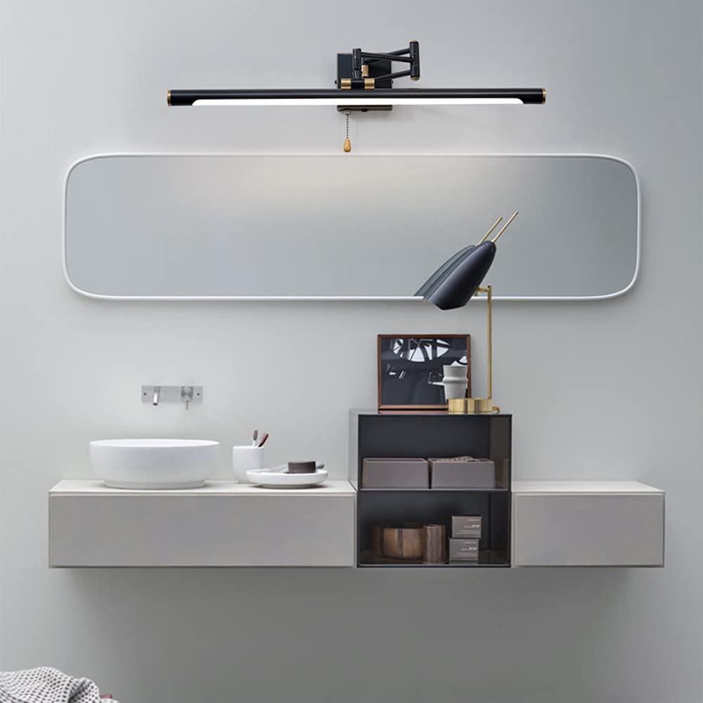 Lampa przednia z lustrem liniowym Regulowana lampa łazienkowa LED z łańcuszkiem, nowoczesne lampy do makijażu Oprawy oświetleniowe do makijażu ściennego nad lustrem do toalety Kąpiel w proszku