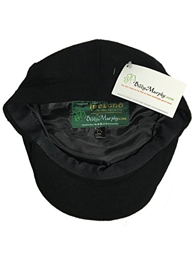 Image of Biddy Murphy, Men's Newsboy Flat Cap, 100% Irish Wool Hat, Made in Ireland Black XXL
