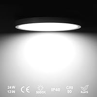 Vista 20 de 12 Inch Gold LED Ceiling Light, 3000K Warm White, 24W Gold Flush Mount Ceiling Light, 3200LM Round Low Profile Ceiling Lights for Bedroom, Living