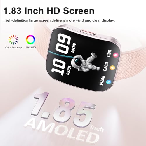 MFVLP Smart Watch for Women Men, Answer/Make Calls, 1.85" HD AMOLED Display Fitness Tracker for Android & iPhone, Heart Rate/Sleep/Sports Monitor Smartwatch, IP68 Waterproof Rose Gold - Image 3